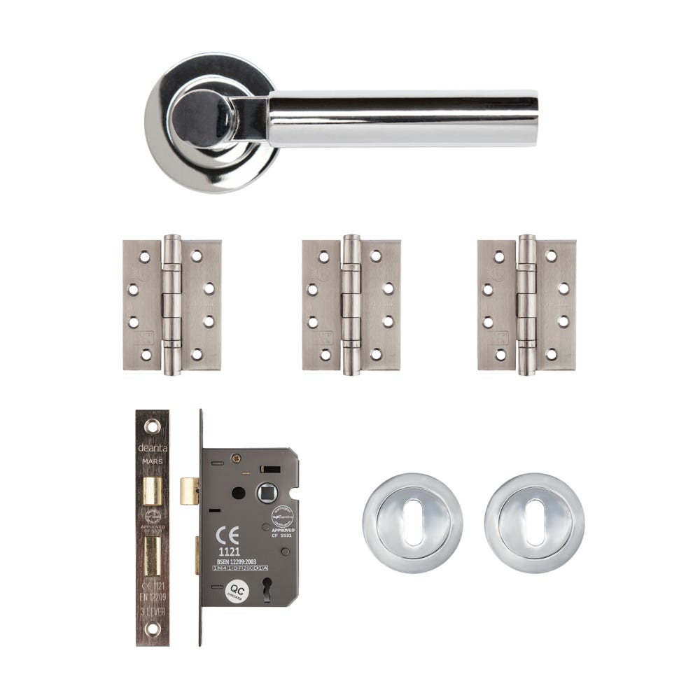Deanta Arcadia Mortice Door Handle Kit Certifire Polished Chrome