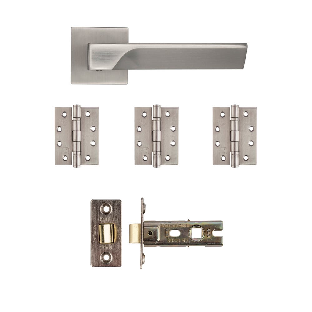 Deanta Athens Latch Door Handle Kit Certifire Satin Nickel