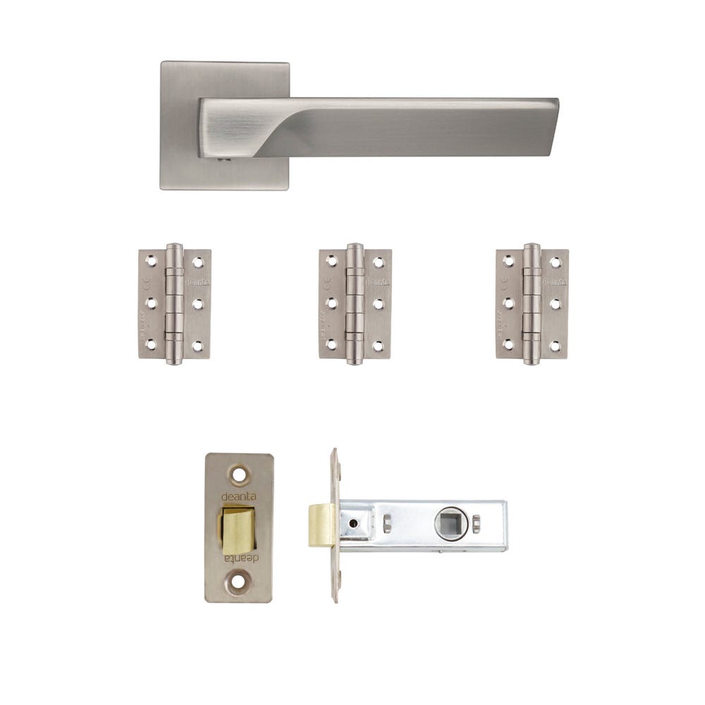 Deanta Athens Latch Door Handle Kit Satin Nickel