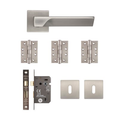Deanta Athens Mortice Door Handle Kit Certifire Satin Nickel