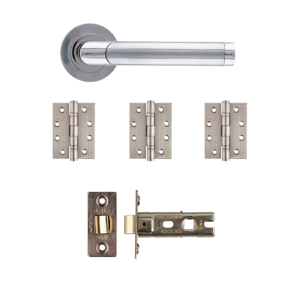Deanta Augustus Latch Door Handle Kit Certifire Matt & Polished Chrome