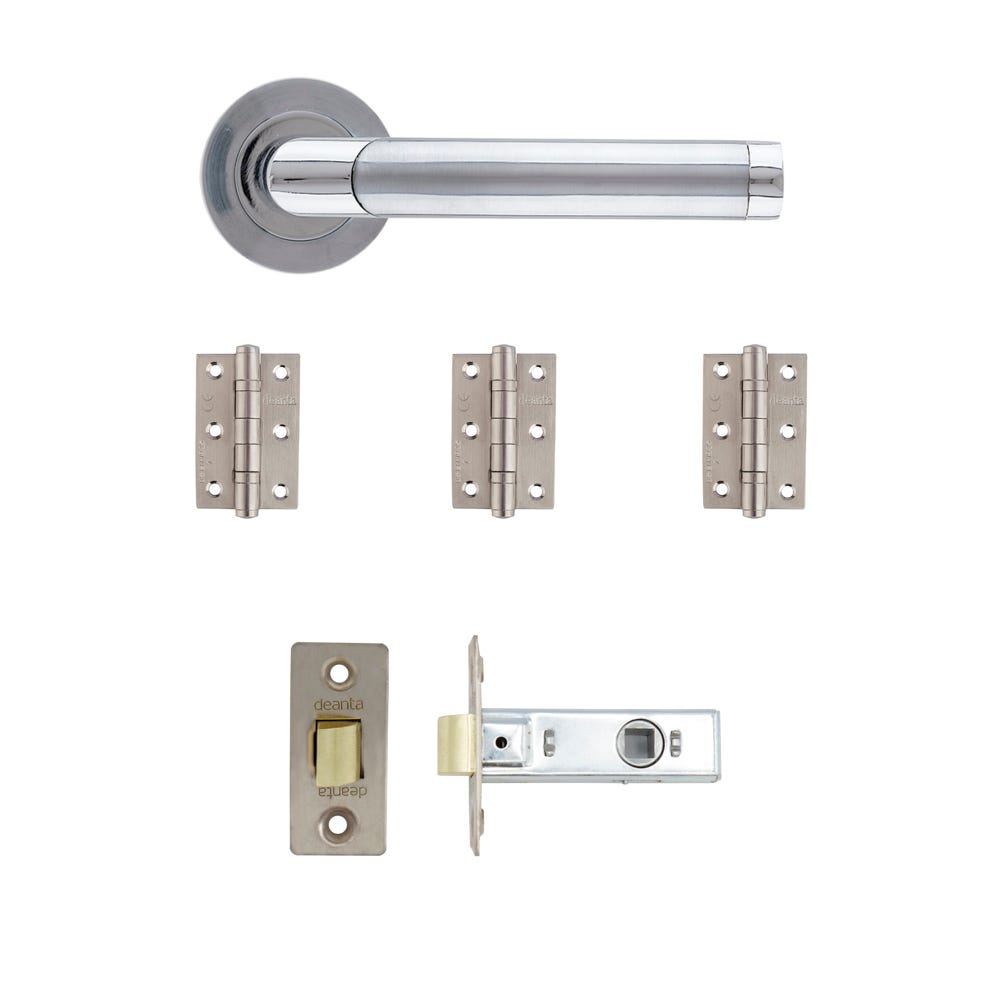 Deanta Augustus Latch Door Handle Kit Matt & Polished Chrome