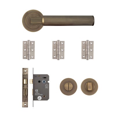 Deanta Delphi Bathroom Door Handle Kit Matt Antique Brass