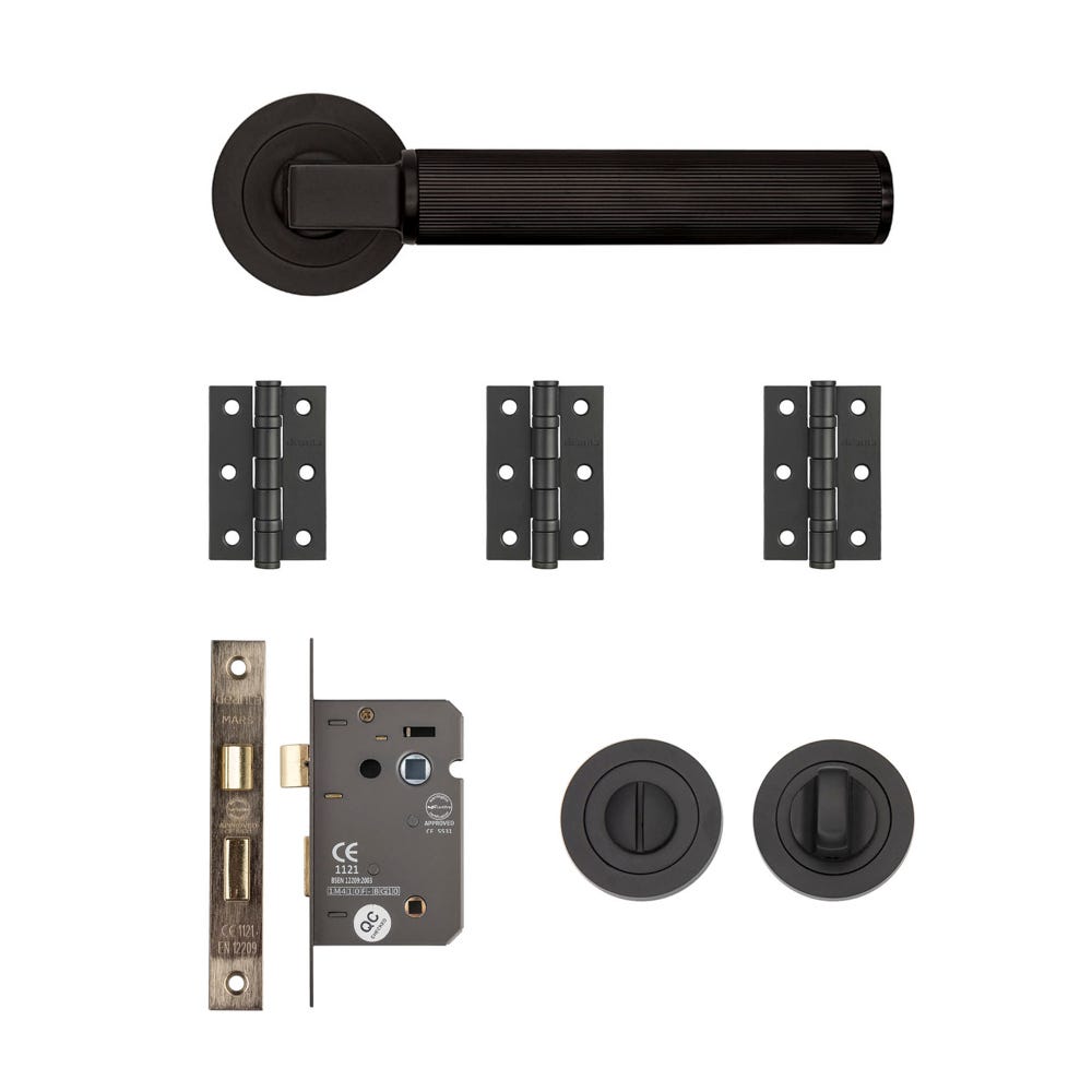 Deanta Delphi Bathroom Door Handle Kit Matt Black