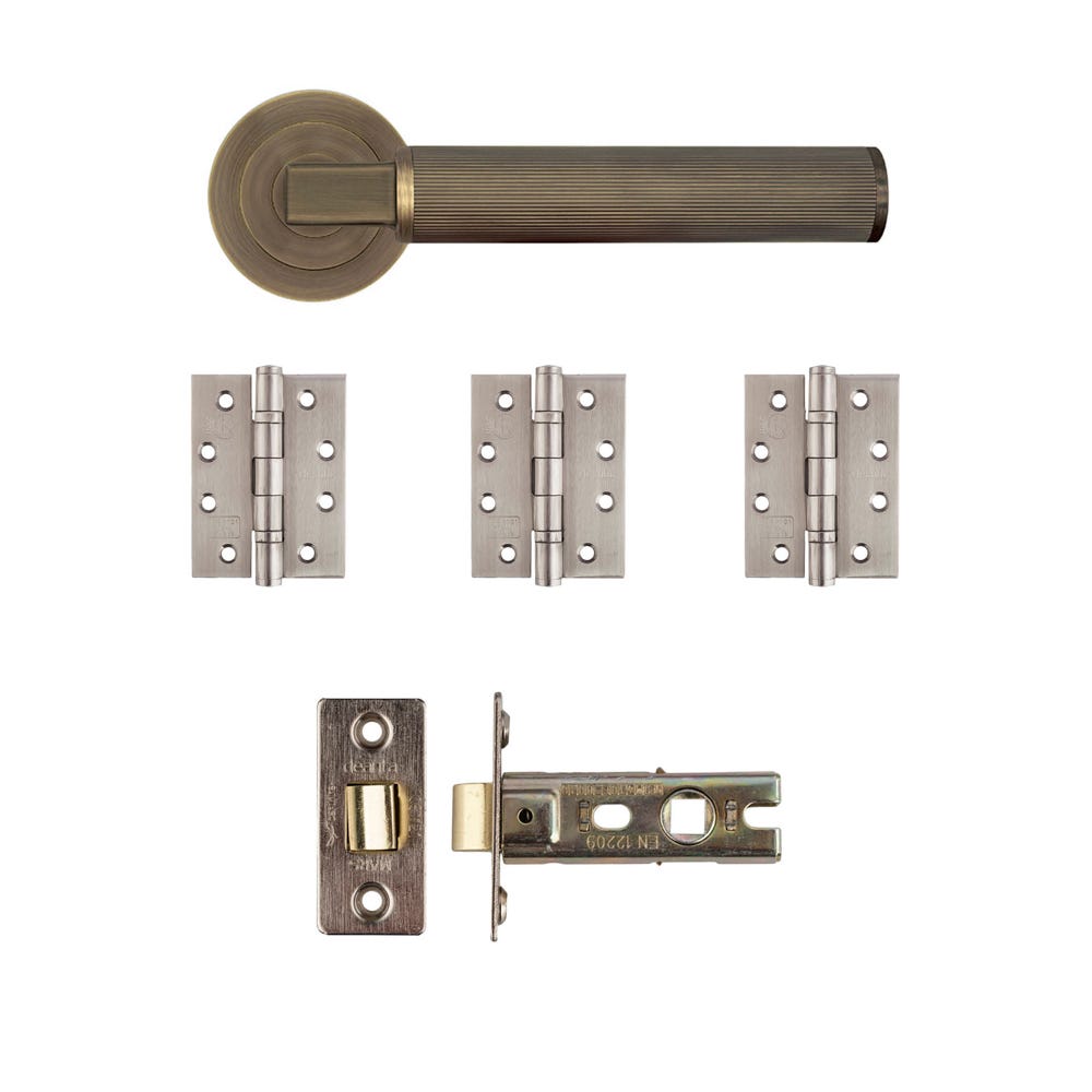 Deanta Delphi Latch Door Handle Kit Certifire Matt Antique Brass