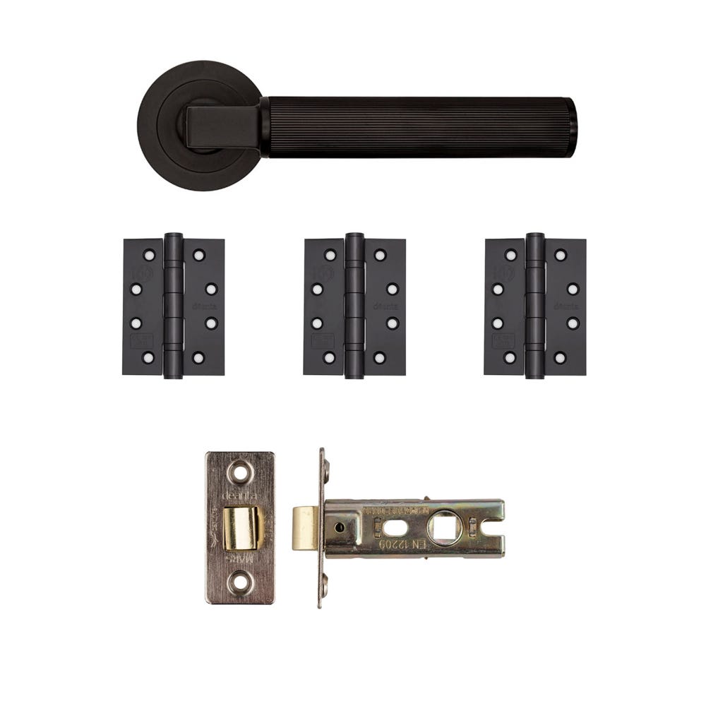 Deanta Delphi Latch Door Handle Kit Certifire Matt Black