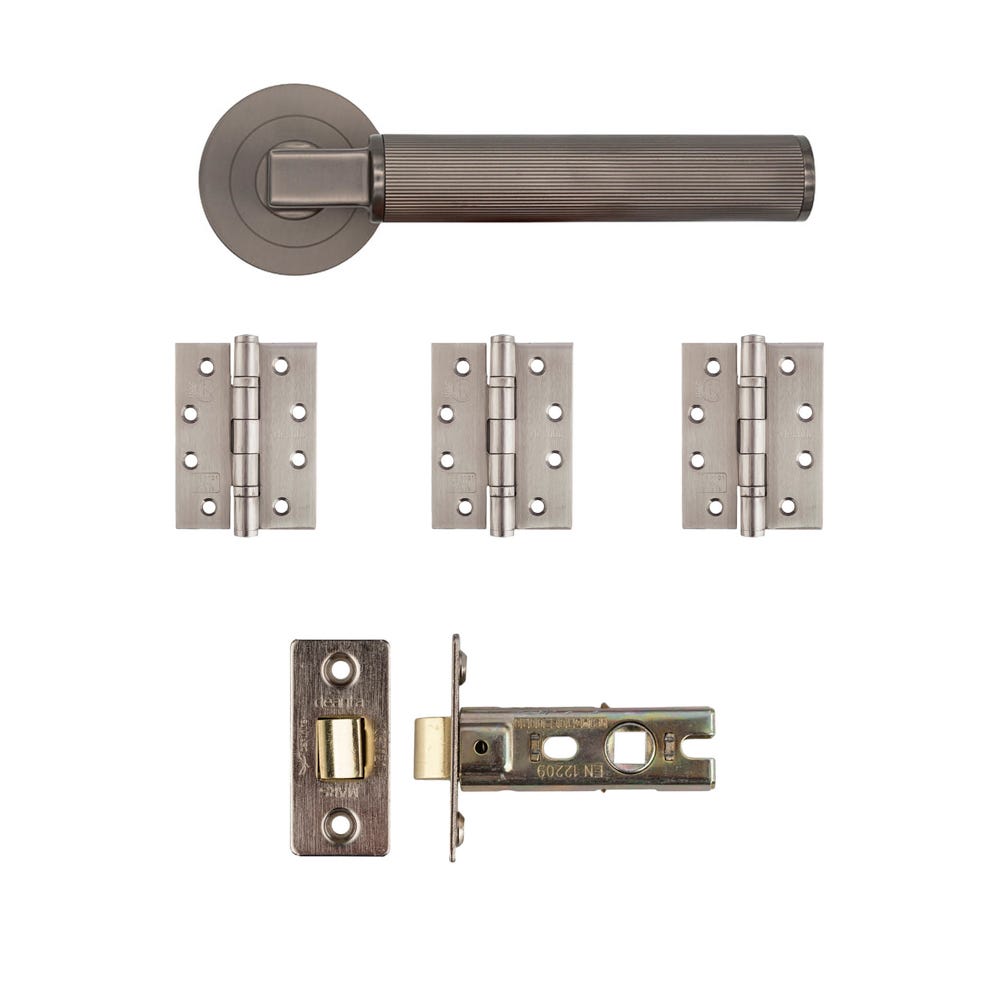 Deanta Delphi Latch Door Handle Kit Certifire Matt Satin Black Nickel