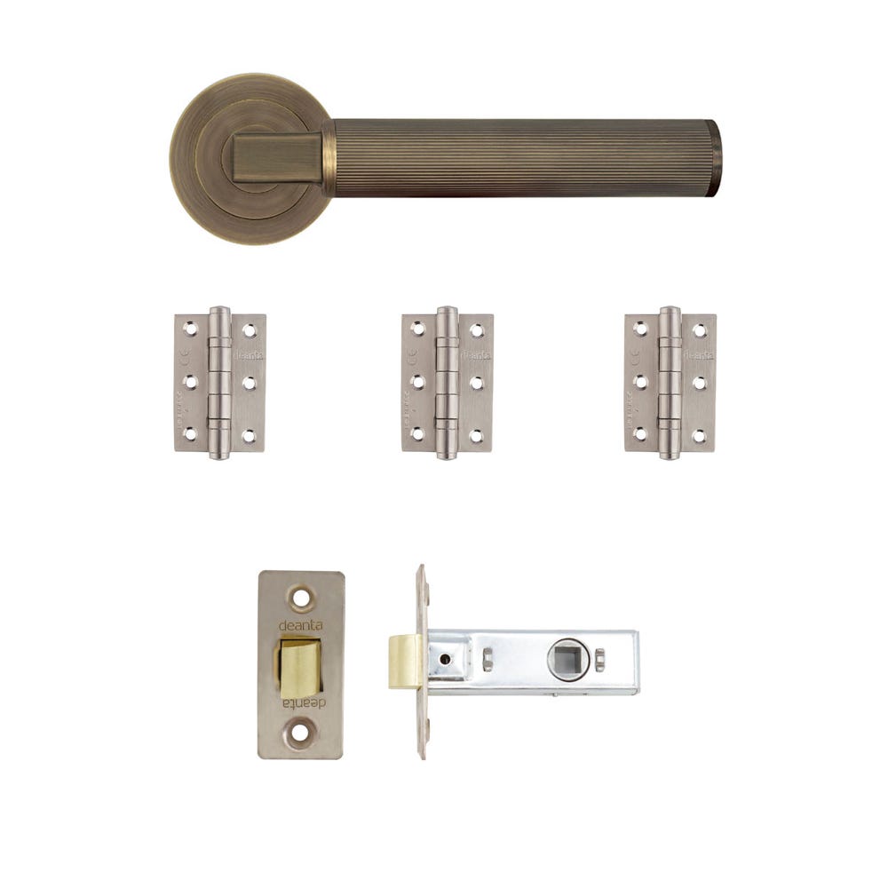 Deanta Delphi Latch Door Handle Kit Matt Antique Brass