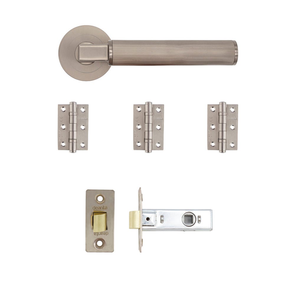 Deanta Delphi Latch Door Handle Kit Satin Nickel