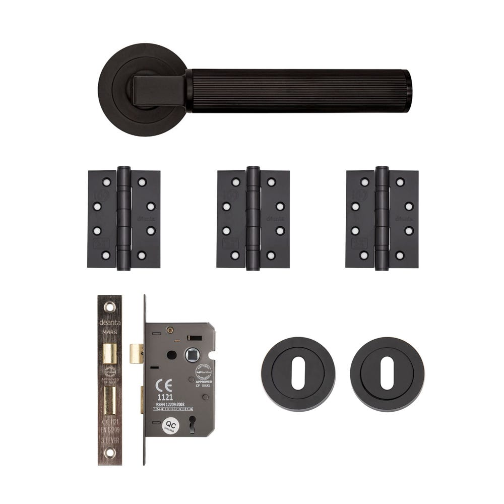 Deanta Delphi Mortice Door Handle Kit Certifire Matt Black