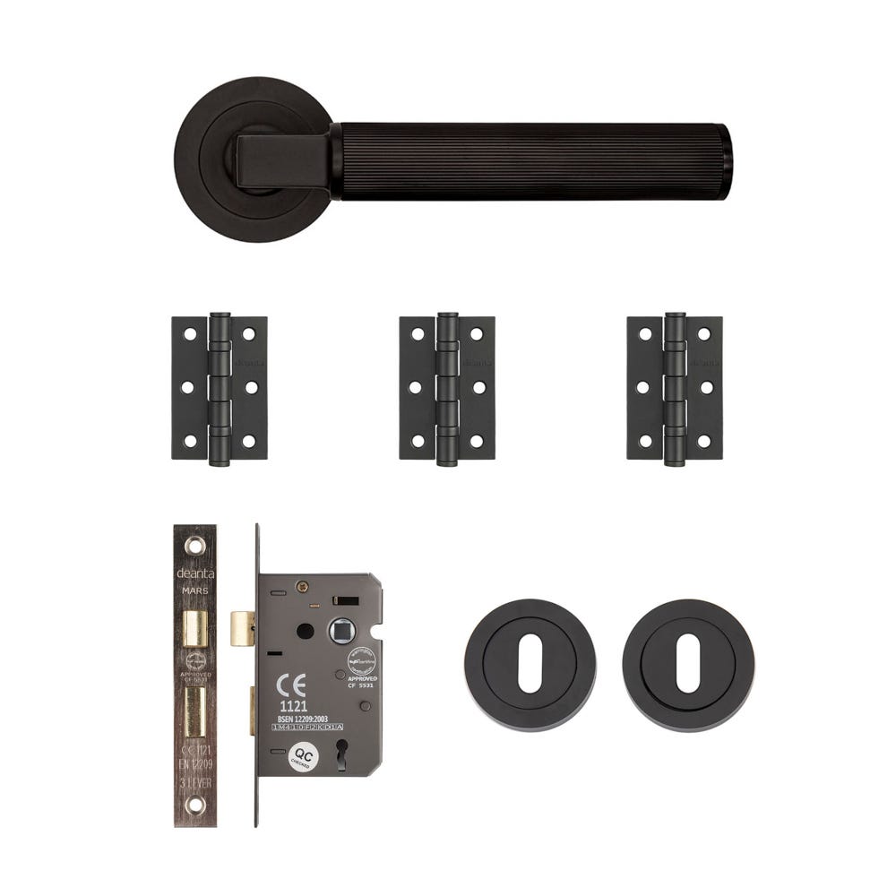 Deanta Delphi Mortice Door Handle Kit Matt Black