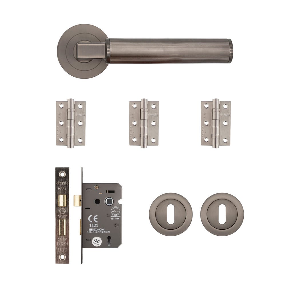 Deanta Delphi Mortice Door Handle Kit Matt Satin Black Nickel