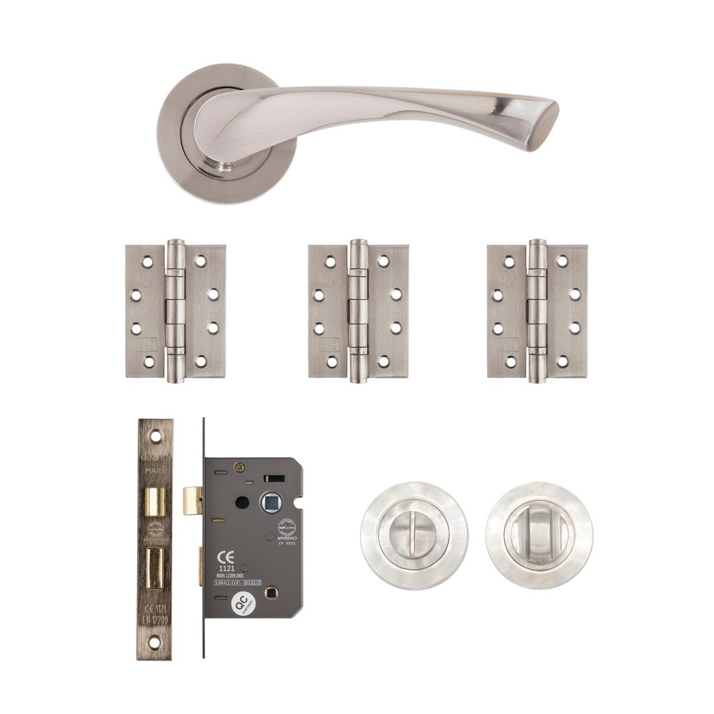 Deanta Fortuna Bathroom Door Handle Kit Certifire Satin