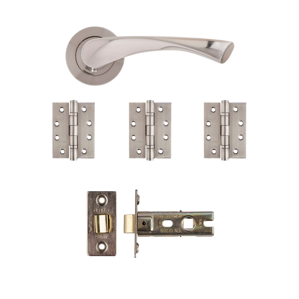 Deanta Fortuna Latch Door Handle Kit Certifire Satin