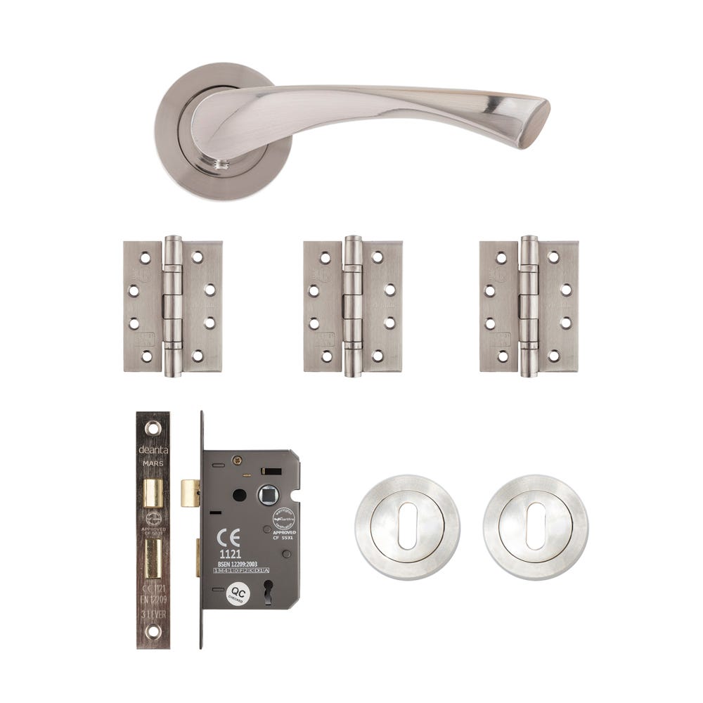Deanta Fortuna Mortice Door Handle Kit Certifire Satin