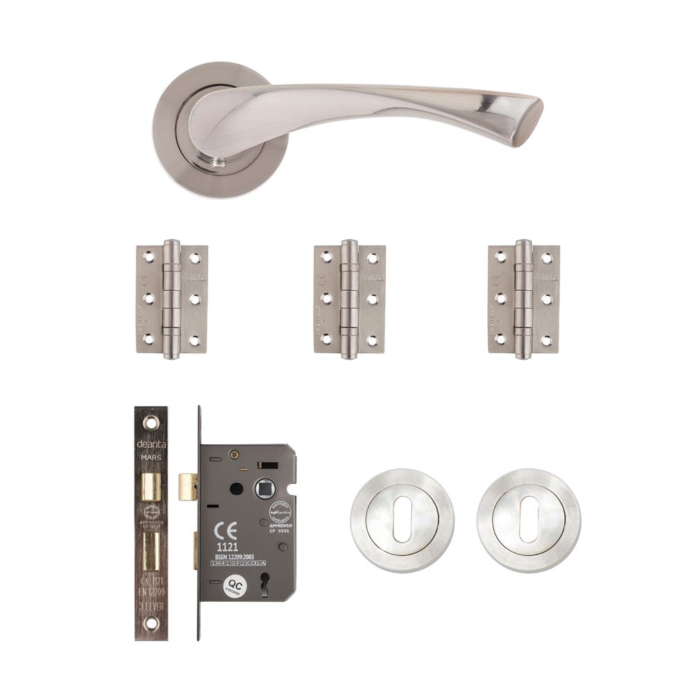 Deanta Fortuna Mortice Door Handle Kit Satin