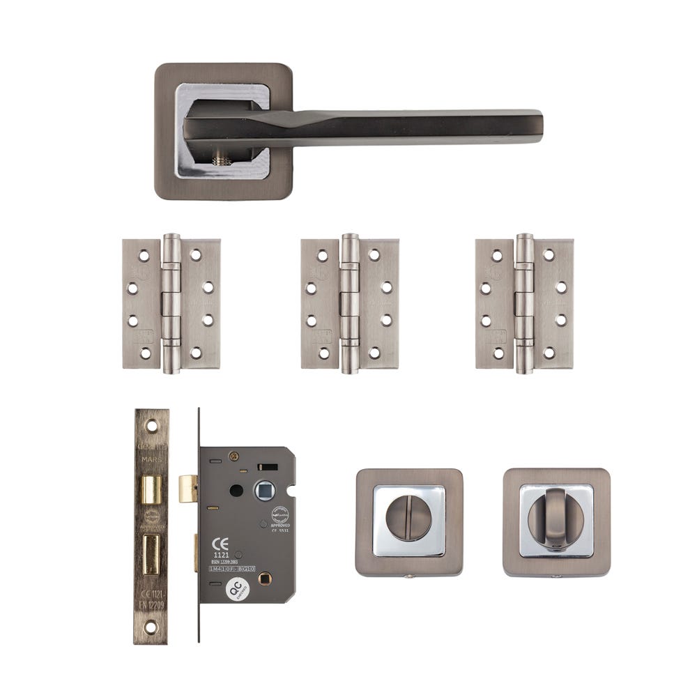 Deanta Hadrian Bathroom Door Handle Kit Certifire Matt Satin Black