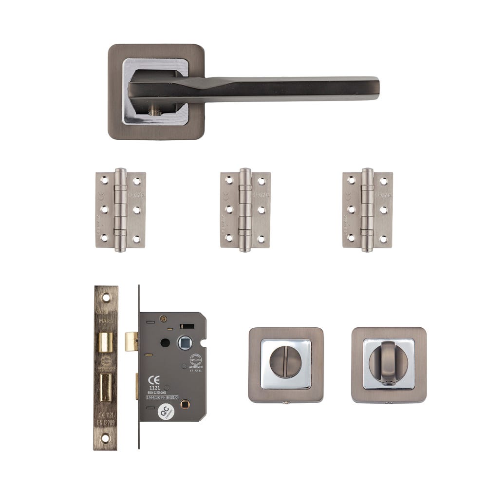 Deanta Hadrian Bathroom Door Handle Kit Matt Satin Black