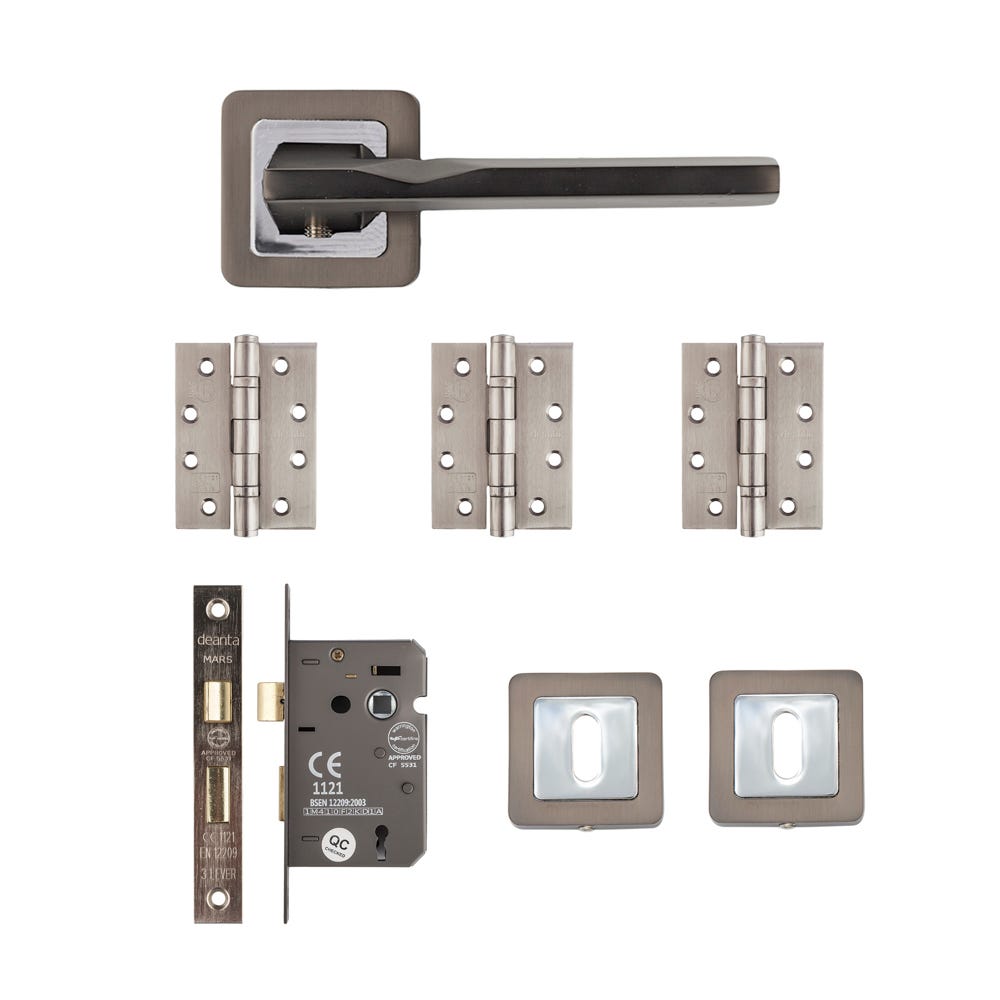 Deanta Hadrian Mortice Door Handle Kit Certifire Matt Satin Black