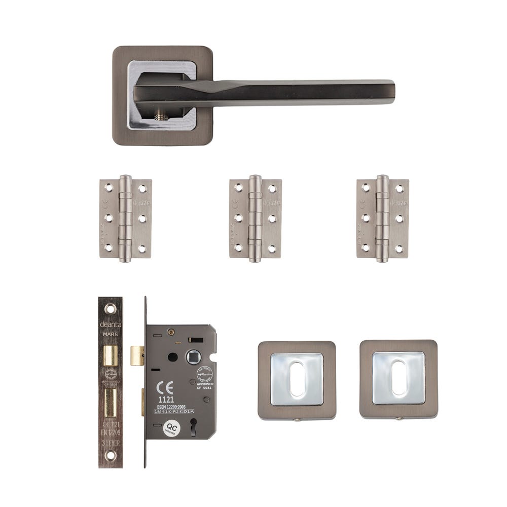 Deanta Hadrian Mortice Door Handle Kit Matt Satin Black