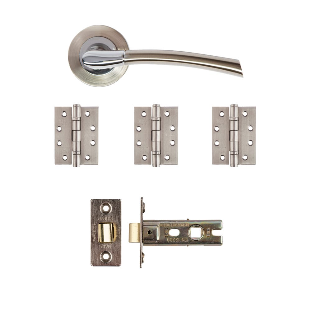 Deanta Hera Latch Door Handle Kit Certifire Satin Nickel Chrome