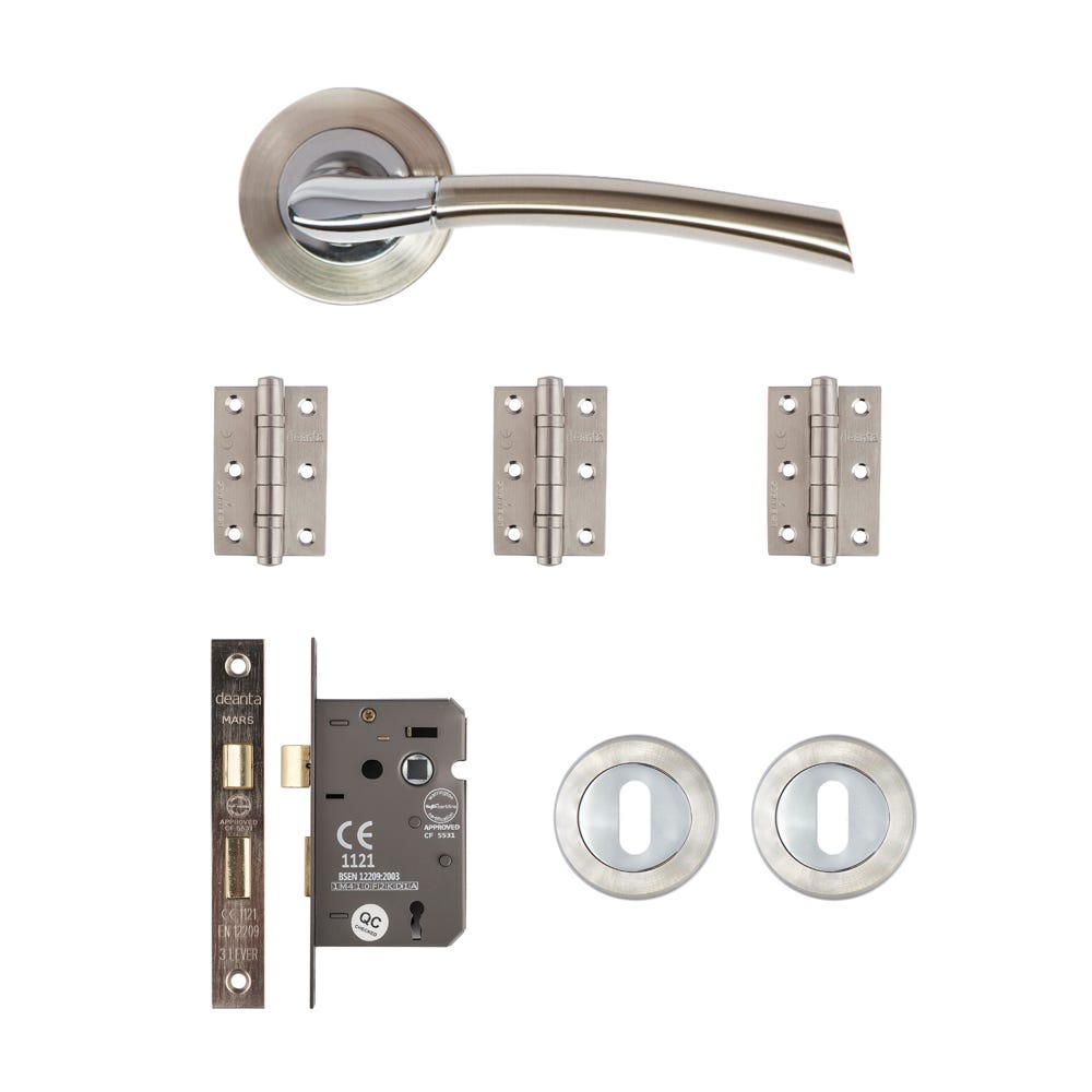 Deanta Hera Mortice Door Handle Kit Satin Nickel Chrome