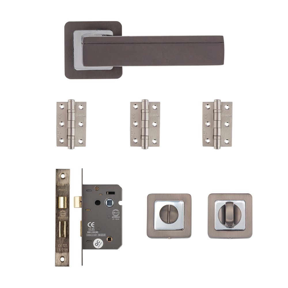 Deanta Invictus Bathroom Door Handle Kit Matt Satin Black