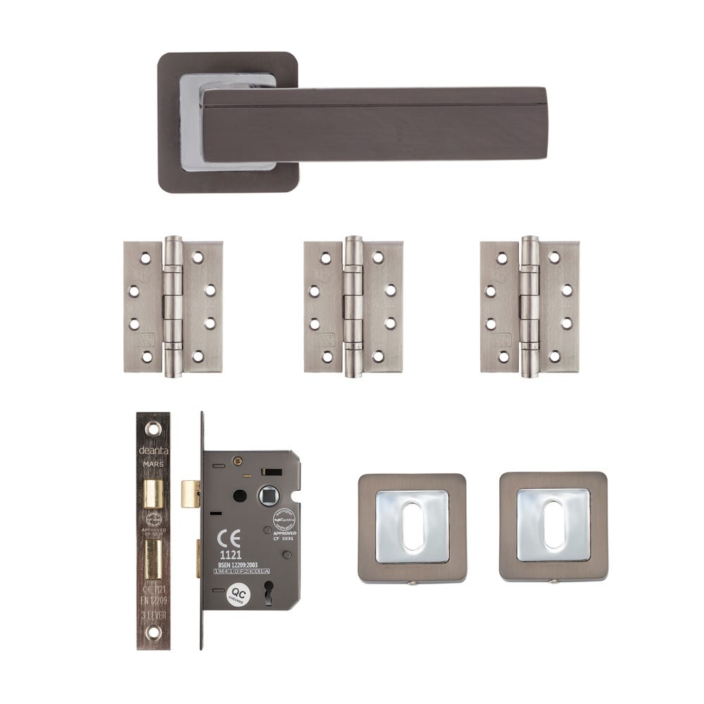 Deanta Invictus Mortice Door Handle Kit Certifire Matt Satin Black