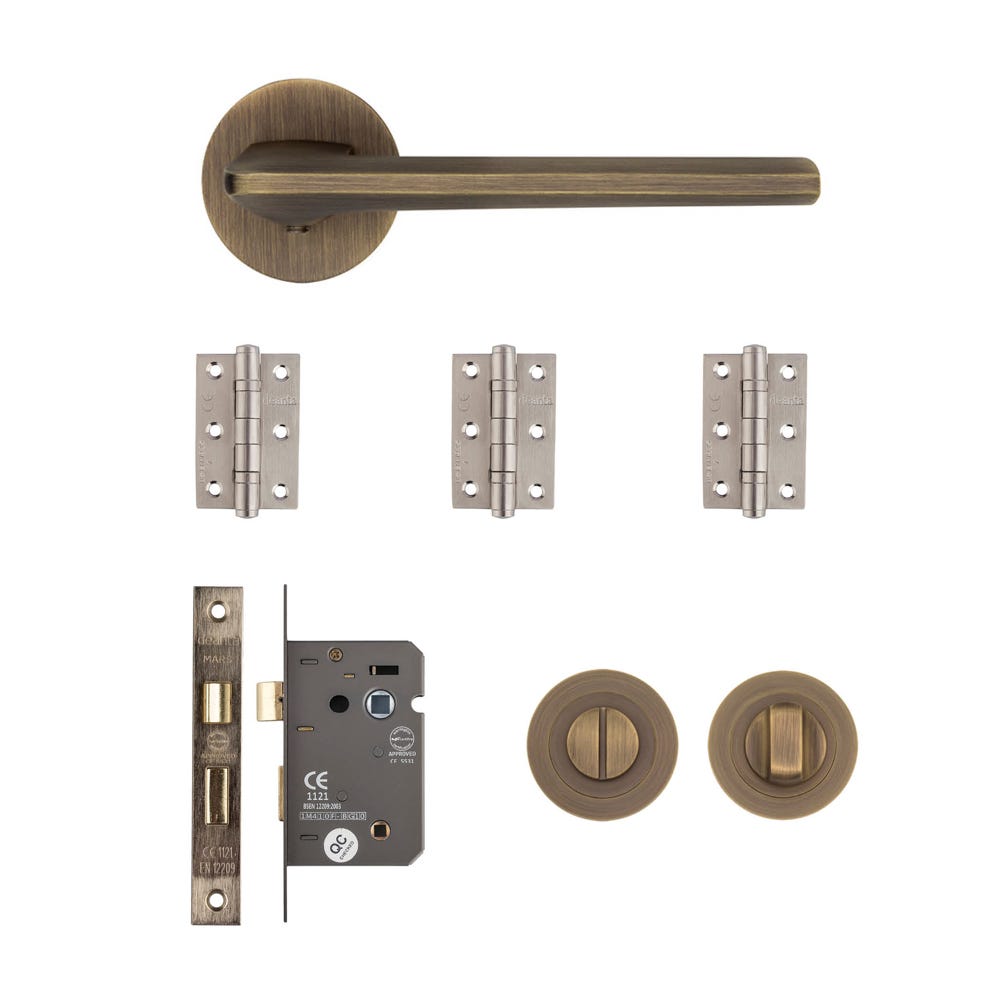 Deanta Ithaca Bathroom Door Handle Kit Matt Antique Brass