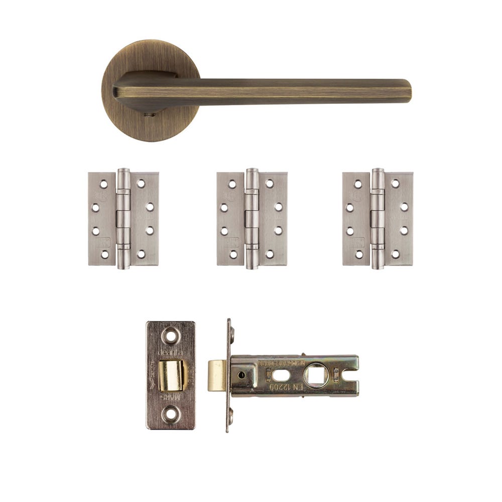 Deanta Ithaca Latch Door Handle Kit Certifire Matt Antique Brass