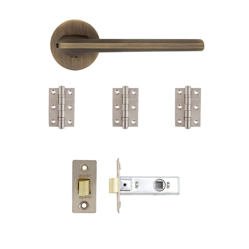 Deanta Ithaca Latch Door Handle Kit Matt Antique Brass