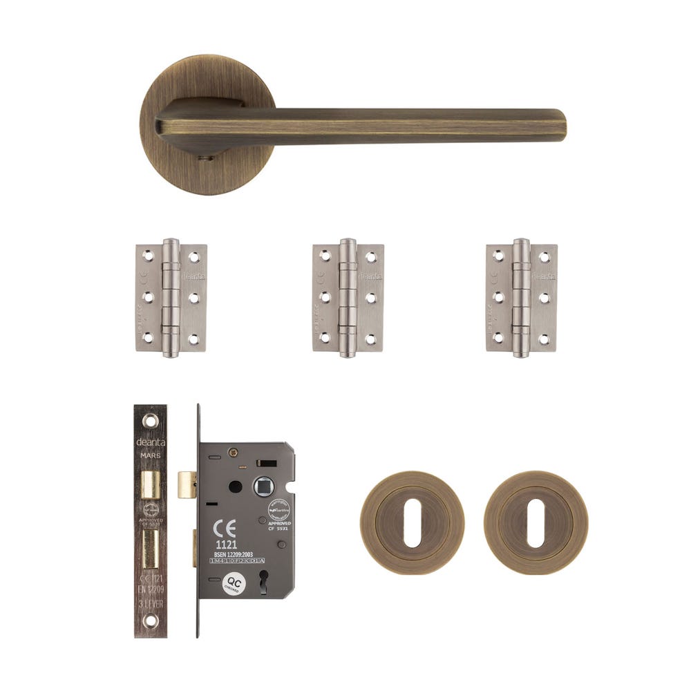 Deanta Ithaca Mortice Door Handle Kit Matt Antique Brass