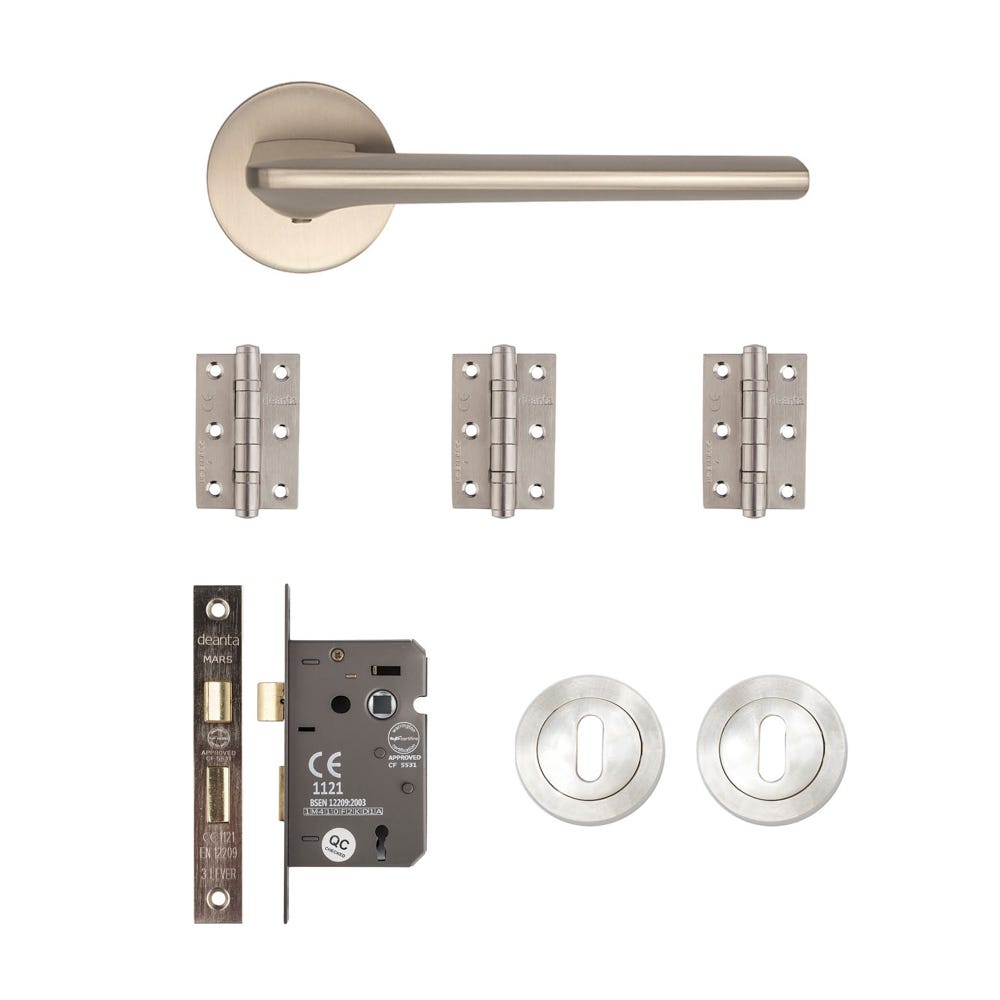 Deanta Ithaca Mortice Door Handle Kit Satin Nickel