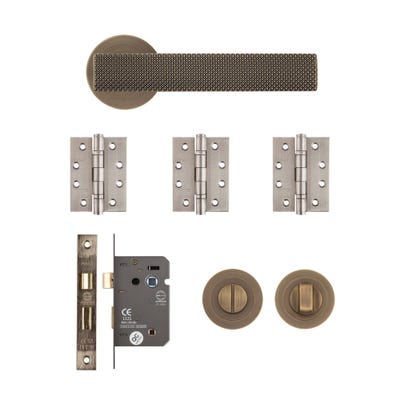 Deanta Olympia Bathroom Door Handle Kit Certifire Matt Antique Brass
