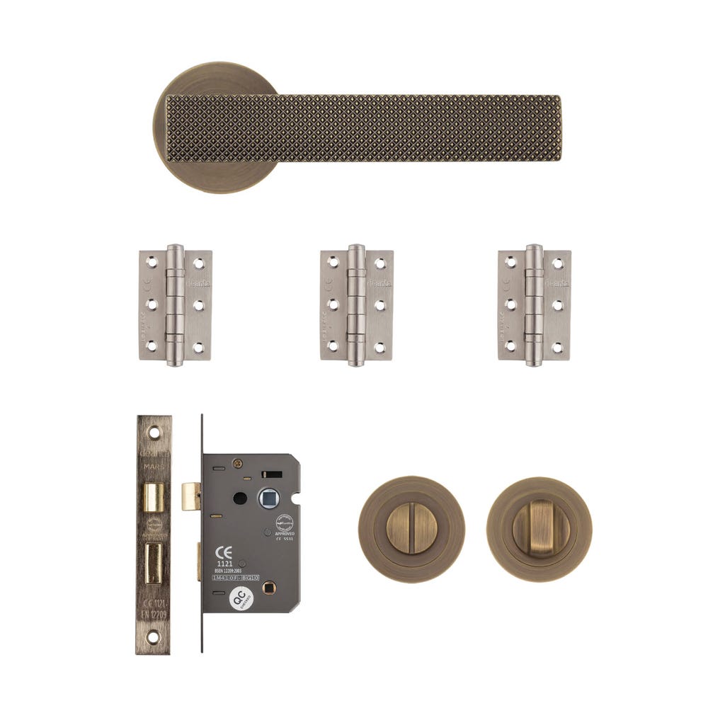 Deanta Olympia Bathroom Door Handle Kit Matt Antique Brass