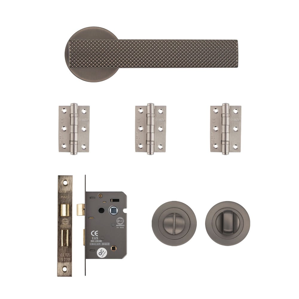 Deanta Olympia Bathroom Door Handle Kit Matt Satin Black Nickel