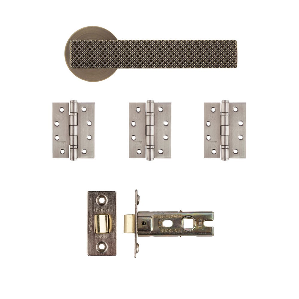 Deanta Olympia Latch Door Handle Kit Certifire Matt Antique Brass