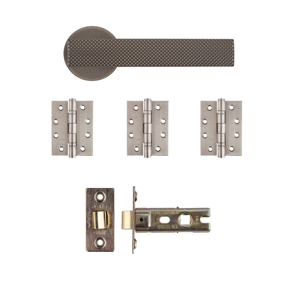 Deanta Olympia Latch Door Handle Kit Certifire Matt Satin Black Nickel