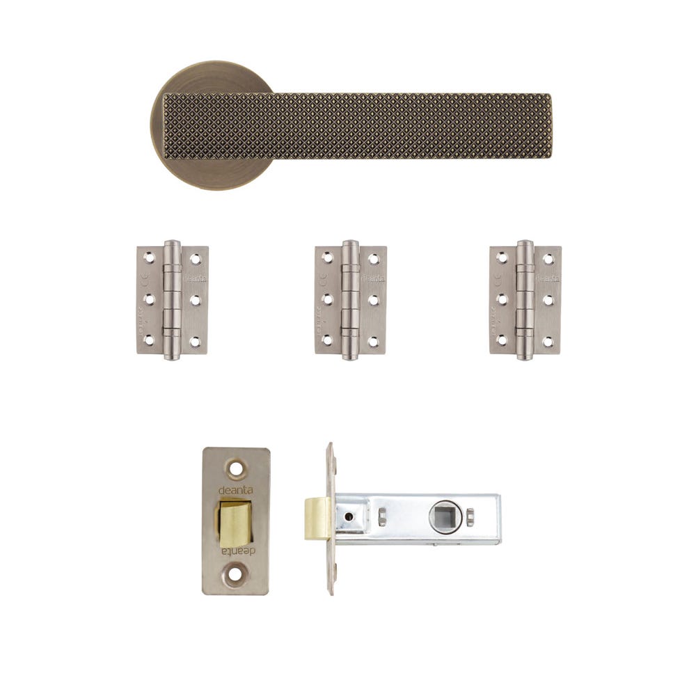 Deanta Olympia Latch Door Handle Kit Matt Antique Brass
