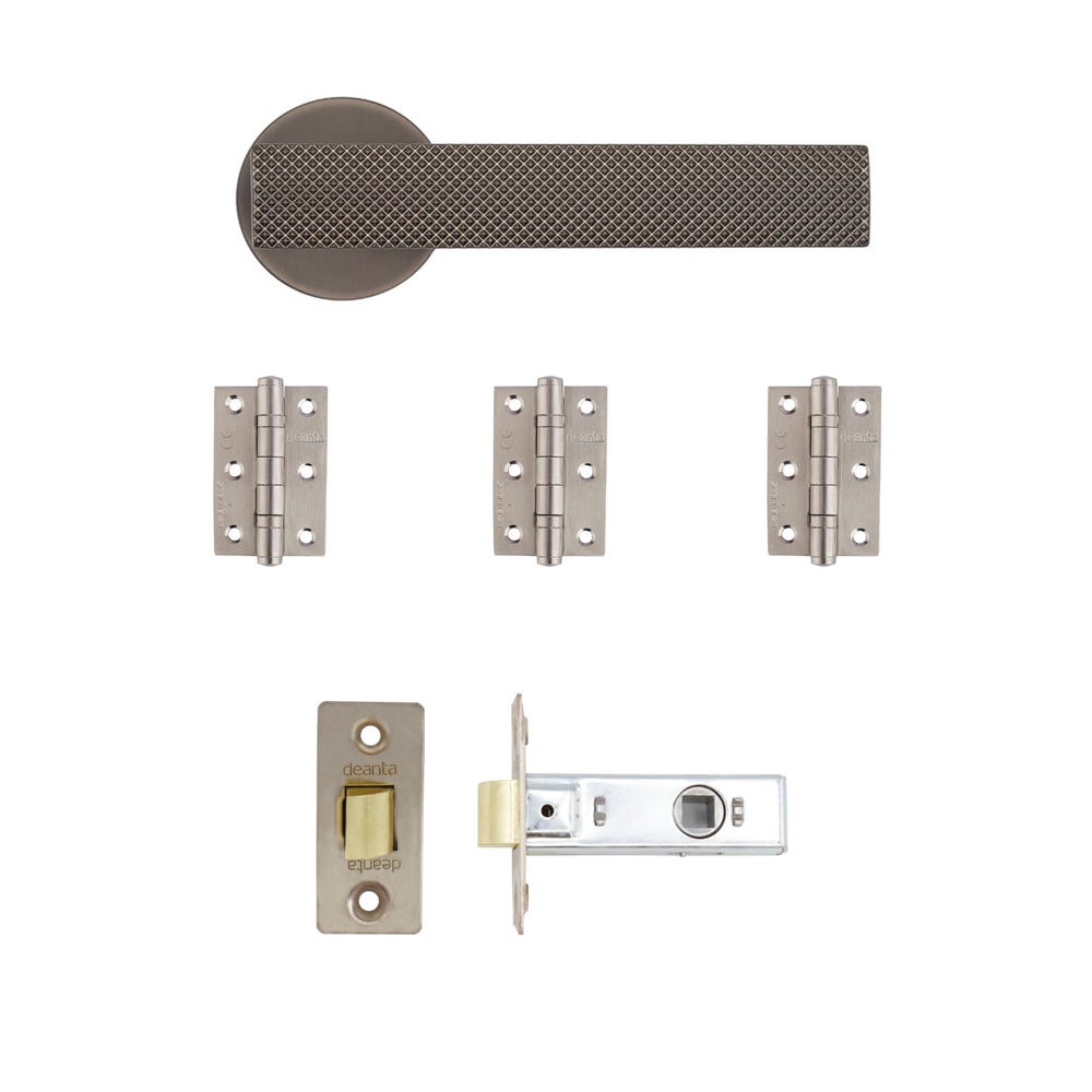 Deanta Olympia Latch Door Handle Kit Matt Satin Black Nickel