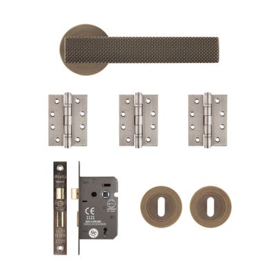 Deanta Olympia Mortice Door Handle Kit Certifire Matt Antique Brass