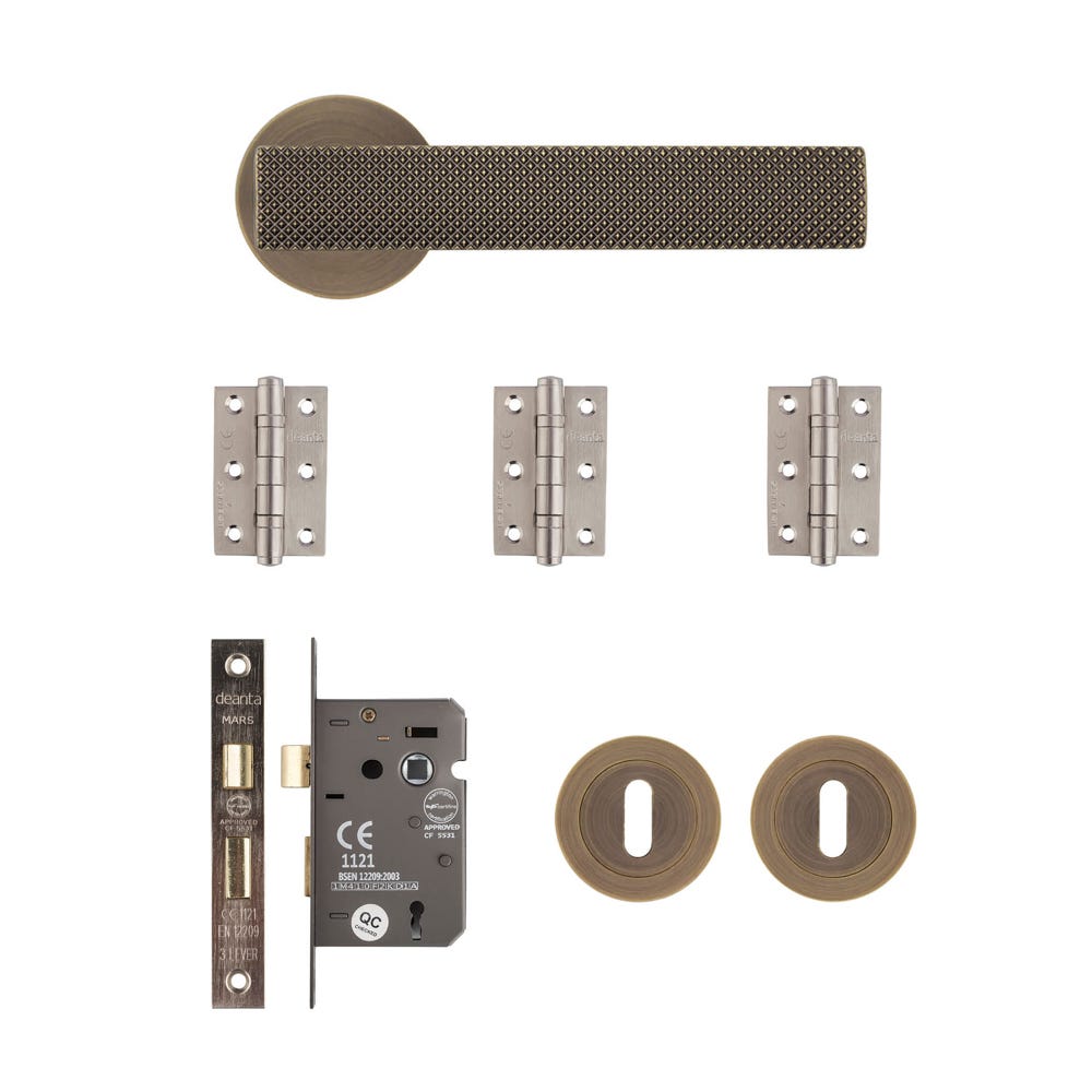 Deanta Olympia Mortice Door Handle Kit Matt Antique Brass