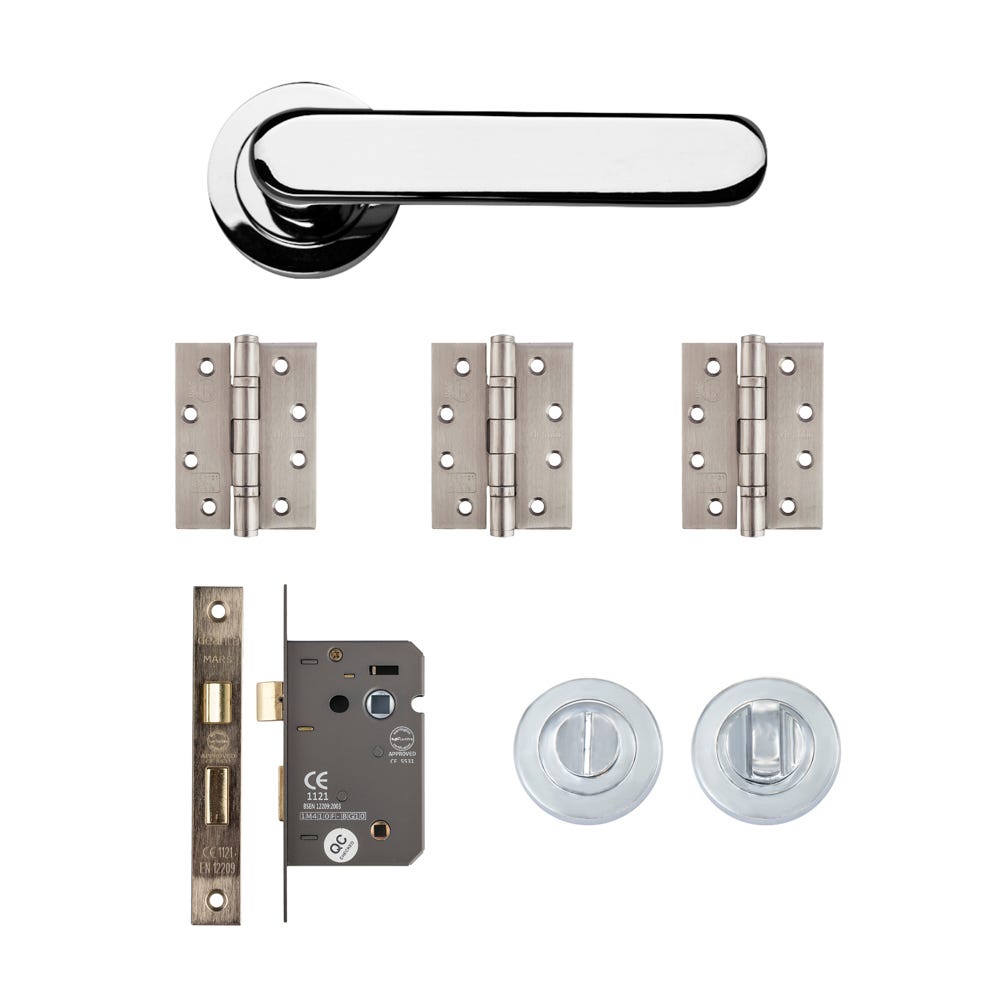 Deanta Parga Bathroom Door Handle Kit Certifire Polished Chrome
