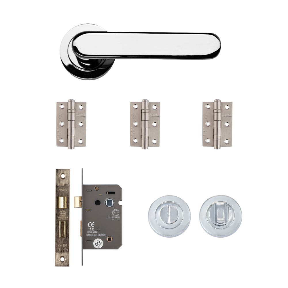 Deanta Parga Bathroom Door Handle Kit Polished Chrome