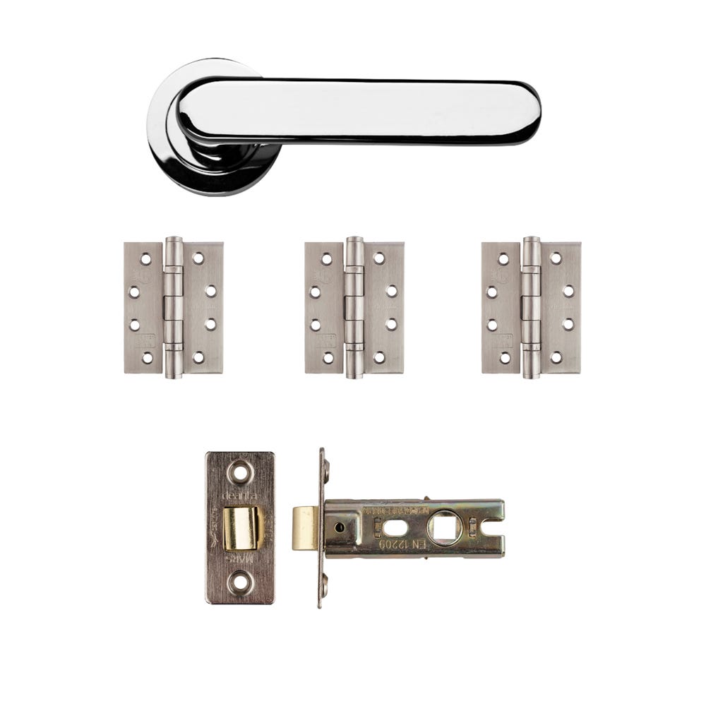 Deanta Parga Latch Door Handle Kit Certifire Polished Chrome