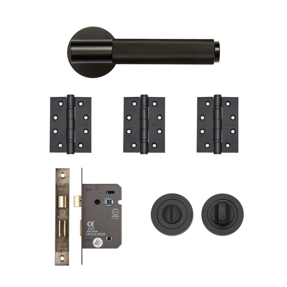 Deanta Sparta Bathroom Door Handle Kit Certifire Matt Black