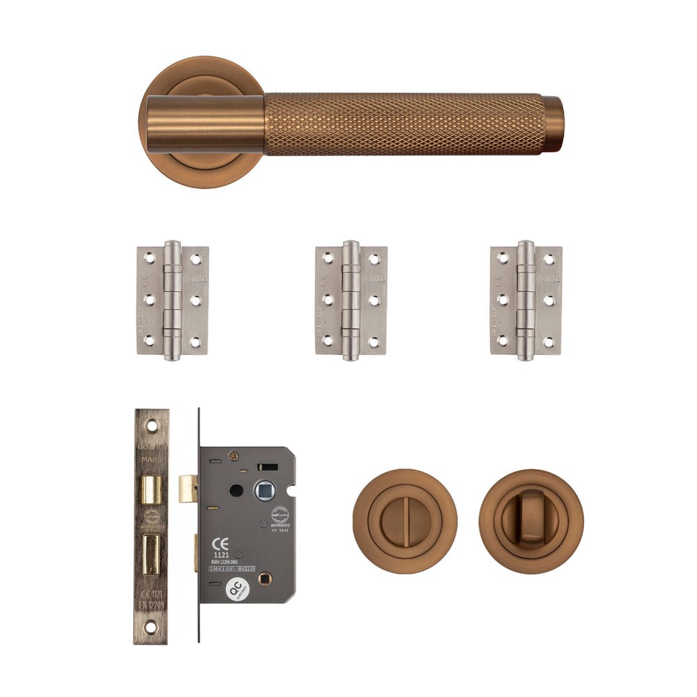 Deanta Sparta Bathroom Door Handle Kit Dark Rose Gold