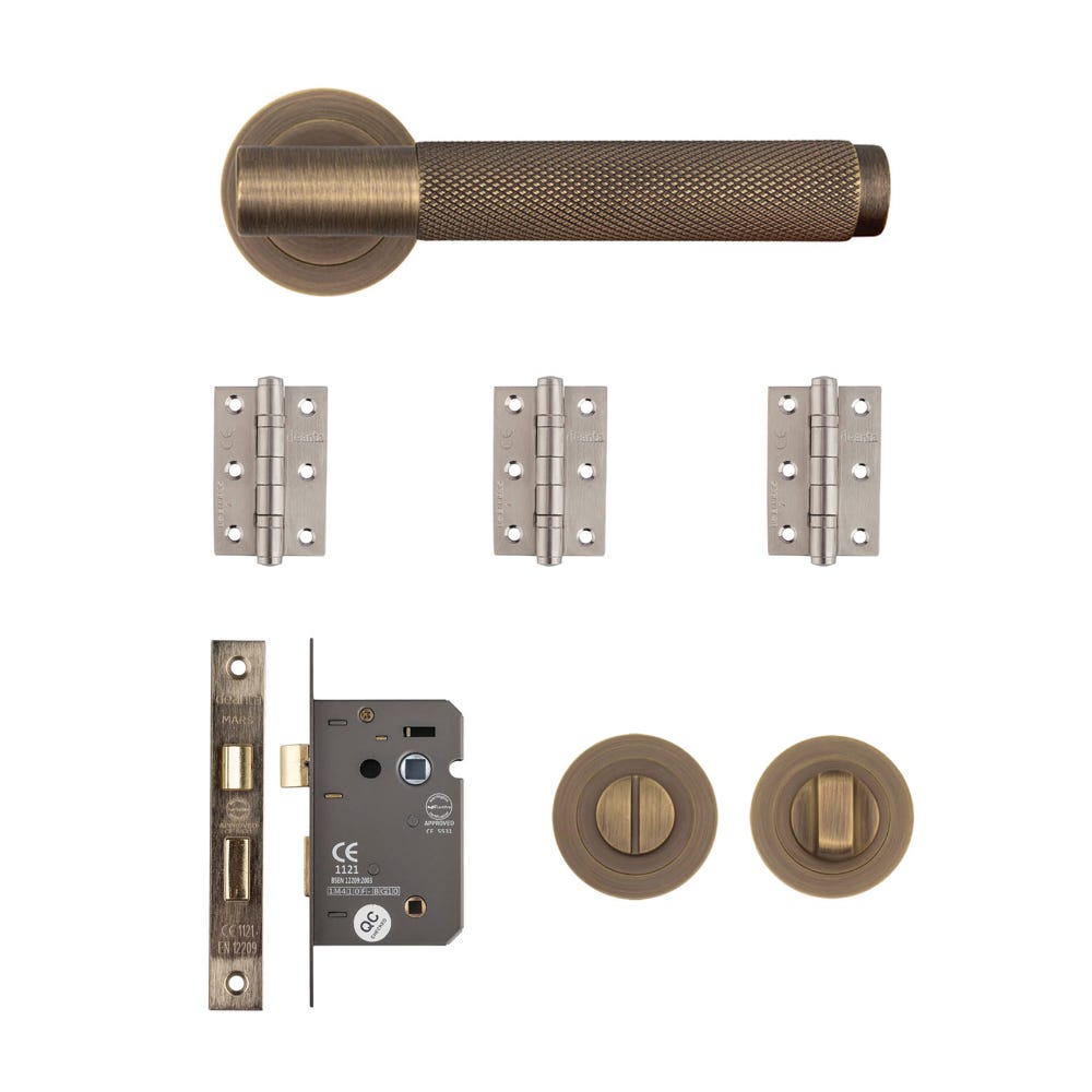 Deanta Sparta Bathroom Door Handle Kit Matt Antique Brass