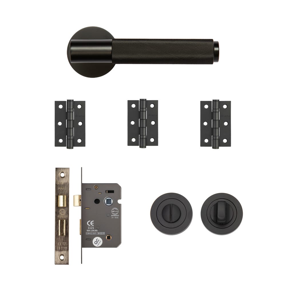 Deanta Sparta Bathroom Door Handle Kit Matt Black