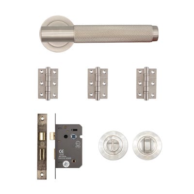 Deanta Sparta Bathroom Door Handle Kit Satin Nickel